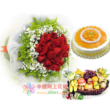鮮花蛋糕套餐:樂上心頭 鮮花蛋糕套餐:樂上心頭